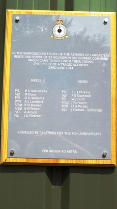Cloot Drove Lancaster Mid-Air Collision Memorial — photograph